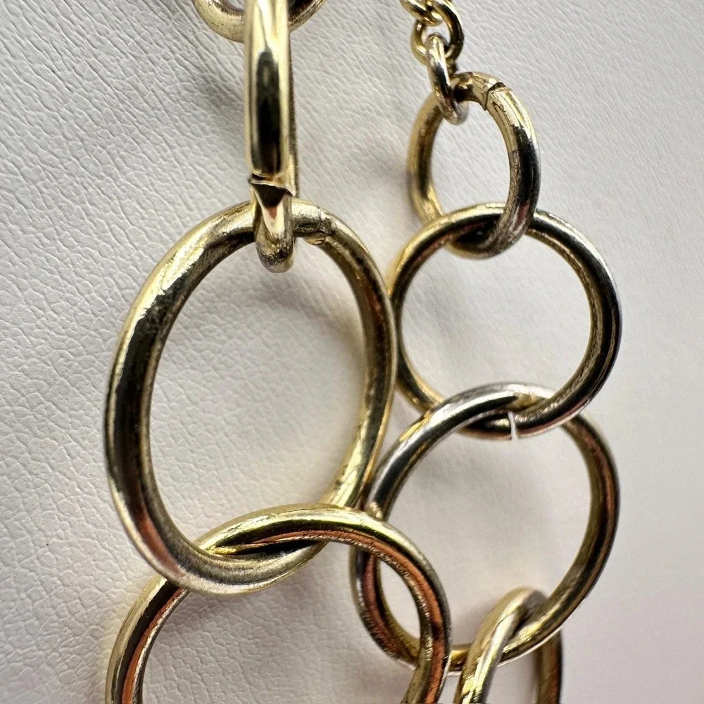 Vintage‎ 90s Jewelry Multi Layer Circle Link Statement Necklace Gold Tone Chain